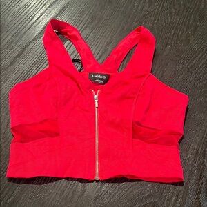 Bebe Pink Crop Top with Zippered Bustier Style